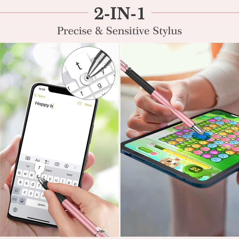 [Australia - AusPower] - MEKO (2nd Generation) [2 in 1 Precision Series] Disc Stylus Pen for iPhone, iPad Pro/Mini/Air, Samsung Galaxy and All Touch Screen Devices Bundle with 6 Replacement Tips,Pack of 2(Black/Rose Gold) 1Black/Rose Gold 