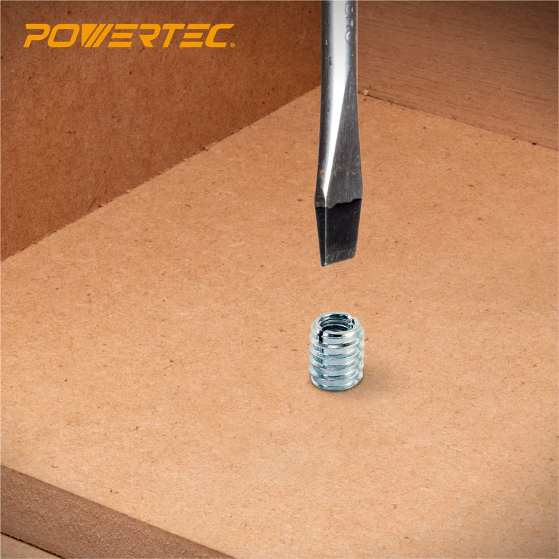 [Australia - AusPower] - POWERTEC 50 Pcs 3/8”-16 Threaded Inserts for Wood | Nut inserts, Wood Inserts, Screw Inserts for Wood, Suitable for Hardwood, Softwood, Plywood, Woodworking and Wood Furniture | 18mm Length (QTI1004) 3/8"-16 Insert 