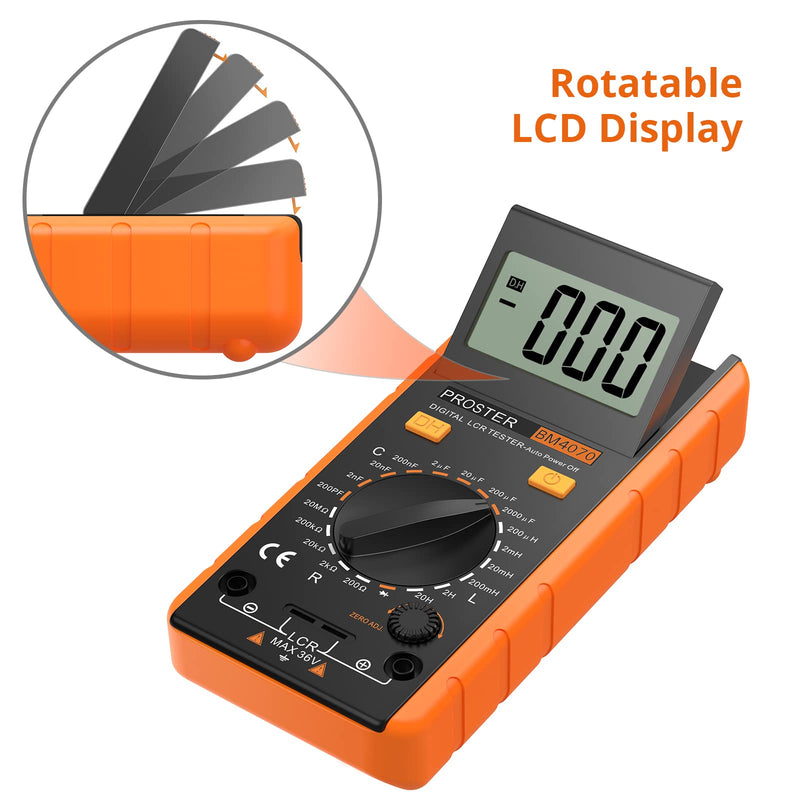 [Australia - AusPower] - Proster LCR Meter Digital LCR Multimeter Capacitance Resistance Inductance Measuring Meter with LCD Over-Range Display Yellow 