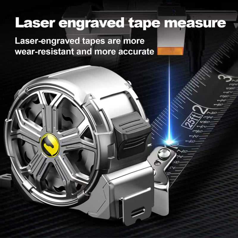 [Australia - AusPower] - Tape Measure 25ft, Stainless Steel Retractable Tape Measure, Waterproof & Rustproof Steel Measuring Tape with Hollow Design for Renovation, Construction, Carpentry (25') 25' 