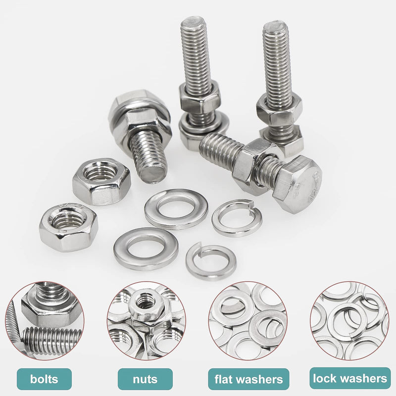 [Australia - AusPower] - 560Pcs Metric Bolts Nuts Washers Screws, Hex Head, 304 Stainless Steel, Flat Washers and Lock Washers 