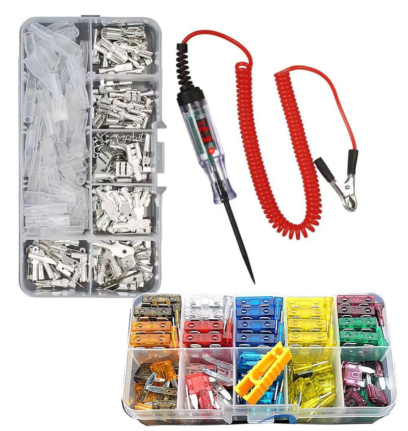 [Australia - AusPower] - Automotive Circuit Test Light kit 3-60V DC Digital LEDTester+Car Blade Fuses+Automotive Wire Connector pins, Auto Bidirectional Voltage Tester Electric Test Pen (Test Pen + Car Blade Fuses) Test Pen + Car Blade Fuses+wire pins 