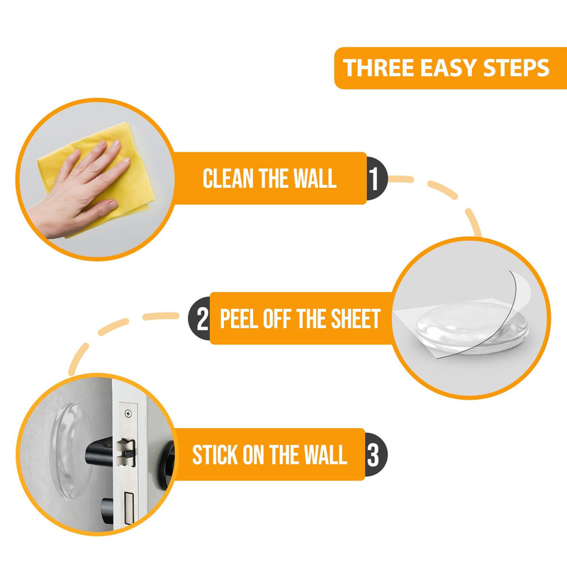 [Australia - AusPower] - Door Stoppers for Wall 2" (8 Pieces) - Self Adhesive & Discreet Door Knob Wall Protector - Quiet Door Bumper with Strong Back Adhesive - Rubber Door Stops - Shock Absorbent Door Handle Stopper 8 Pieces Clear 