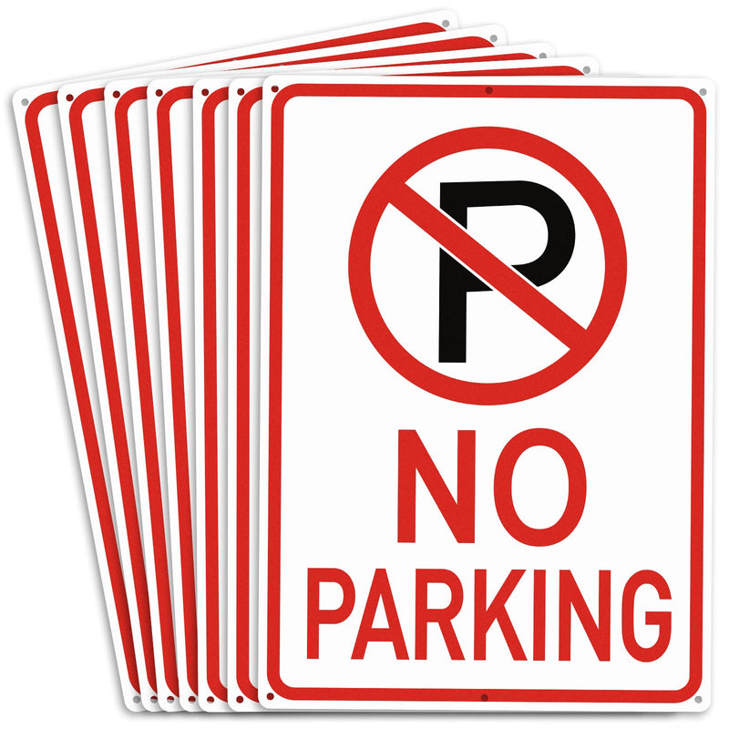 Amylove 6 Pcs No Parking Signs with Symbol, 14 x 10 Inches Reflective Rust Free Aluminum Sign, UV Protected, Weather Resistant, Waterproof, Durable Ink, Easy to Mount 14 x 10 Inch