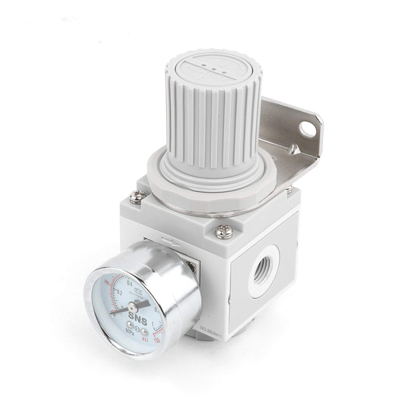 [Australia - AusPower] - SNS Air Pressure Regulator Female Thread 1/4 NPT Compact Type Relief Type 0-150 PSI Adjustable, Bracket, Gauge SAR3000K-N02 SAR3000-N02 