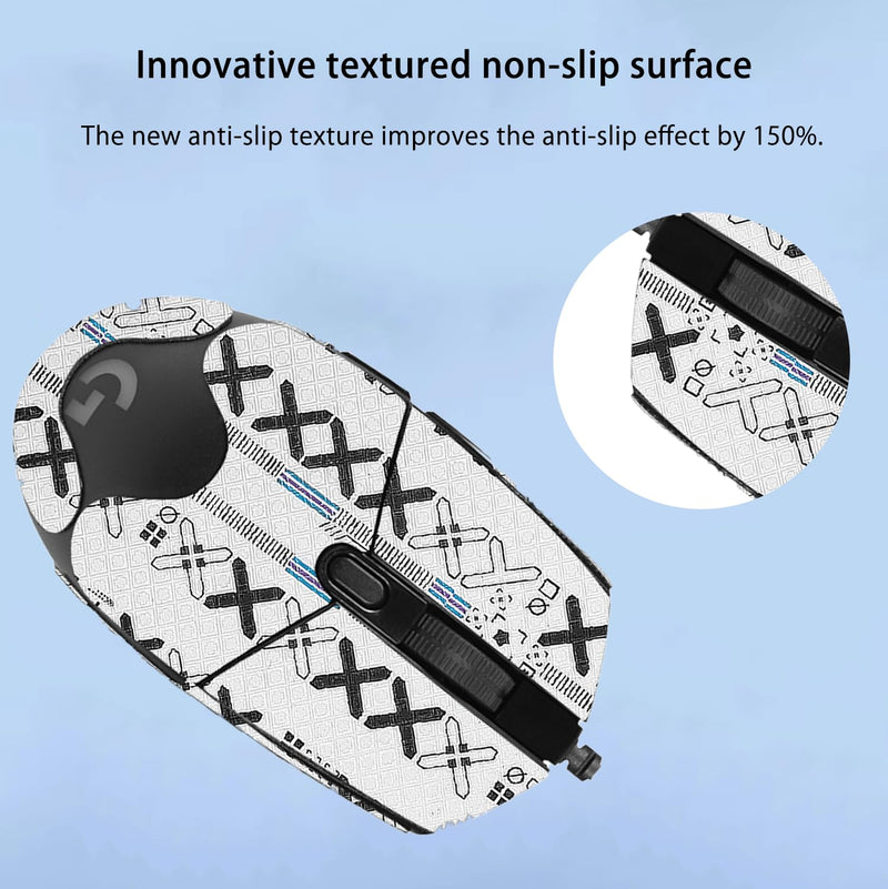 NOUKAJU Mouse Grip Tape Full Coverage for Logitech G203, Mouse Anti Slip Grip Tape,Self-Adhesive PreCut Sweat-Resistant Professional Mice Upgrade Kit(White)