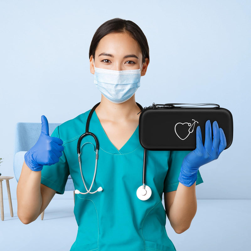 [Australia - AusPower] - Yinke Stethoscope Case for Littmann Classic III/MDF/ADC Nursing School Essentials for Students, Stethoscope Accessories with Compartment Better Storage for Reflex Hammers, Scissors, Penlights, Black 