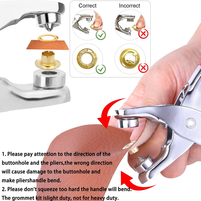 [Australia - AusPower] - Eyelets Grommet Tool Kit, 405 Pieces, 1/2 Inch Gold and Silver Eyelets with Washers, Two Set of Installation Tools, Pliers,Hole Punch and Punched padand for Leather, Belt, Shoes, Crafts 1/2inch & 405pcs 