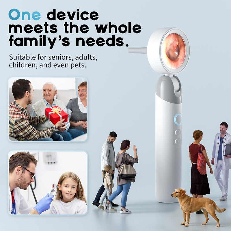 [Australia - AusPower] - Otoscope Ear Camera with 1.38” IPS Screen, HD Ear Scope with Lights, Otoscope Camera for Adults Kids and Pets, 12 Silicone Specula Tips, Support Photo & Video, 32GB TF Card, Fsa Baby Eligible Items 32GB TFcard Package-Gray 