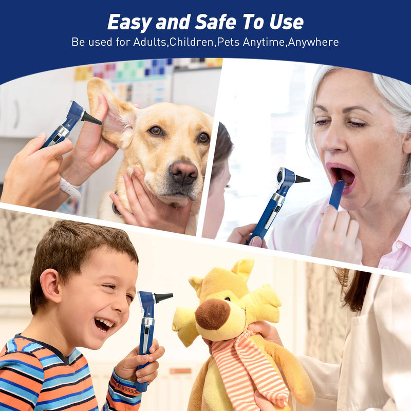 [Australia - AusPower] - Scian Otoscope - Ear Scope with Light for Examination at Home, Pocket Ear Checker Kit with Both Adult and Pediatric Reusable Specula Tips for Nurses, Doctors - Blue-Old 
