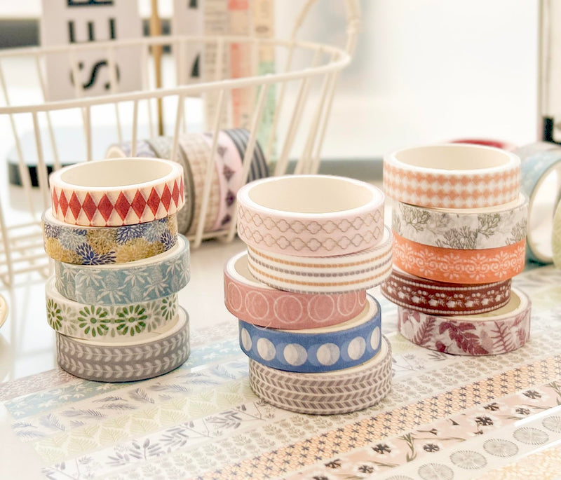YUBBAEX 40 Rolls Basic Washi Tape Set Cute Printed Patterns Masking Skinny Creative Decorative Tapes for Arts, DIY Crafts, Journals, Planners, Scrapbook, Wrapping (Retroism 2) Retroism 2