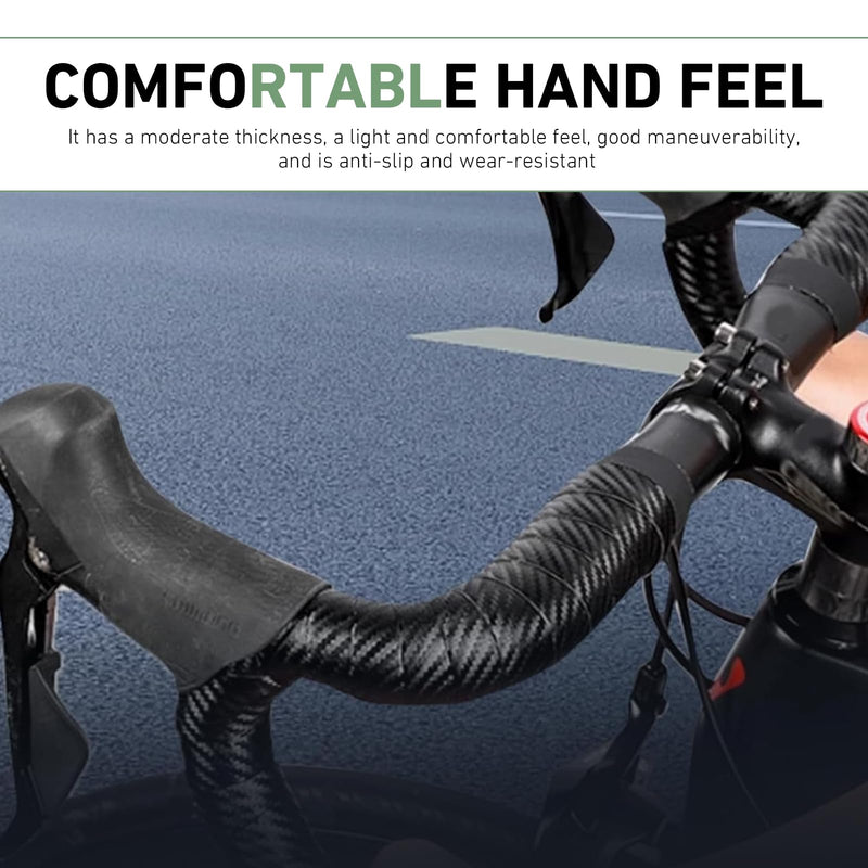2 PCS Bike Handlebar Tapes, Carbon Fiber Bicycle Bar Wrap, Anti-Slip Shock-Absorbing Handle Grip Tape, Universal for Road Bike/Mountain Bike (Black)