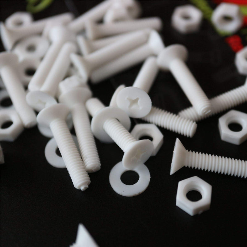 [Australia - AusPower] - 20 x White Countersunk Screws Polypropylene (PP) Plastic Nuts and Bolts, Washers, M4 x 20mm, Anti-Corrosion, Chemical Resistant, (5/32 x 25/32 in) 