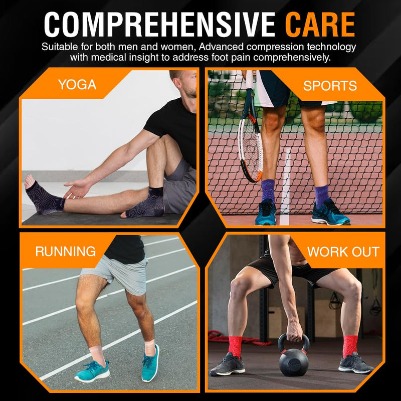 [Australia - AusPower] - Doc Miller Foot Ankle Compression Sleeve Support for Pain Relief, Achilles Tendonitis, Neuropathy - Nano Socks for Women & Men, Toeless Socks - Compress Sleeves for Fatigue, Feet Relief Black Medium 