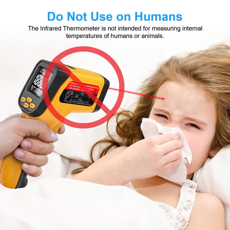 [Australia - AusPower] - Non-Contact Infrared Thermometer Gun, High Accuracy -58°F to 1472°F, Adjustable Emissivity, Ir Thermometer with Backlit LCD, Over-Temp Alarm, Laser Temperature Gun for Cooking,BBQ,HVAC JD-04 