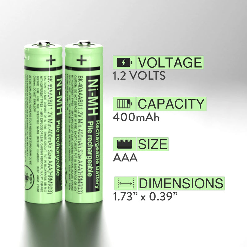 [Australia - AusPower] - 2 RocketBus BK-40AAABU Replacement 1.2V 400mAh Battery Packs for Panasonic Cordless Phone Handset 