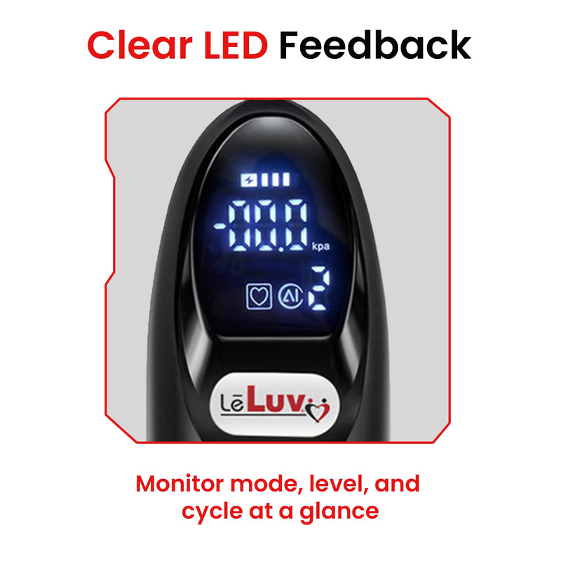 LeLuv Magna LCD Smart Handheld Electric Vacuum Pump Handle — USB-Rechargeable Precision Vacuum Controller with Manual & Smart Modes, with Release Safety, Professional Vaccum Tool - Black Silicone