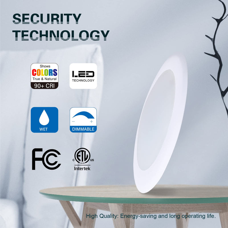 [Australia - AusPower] - 6Inch LED Disk Light, 15W White Surface Mount Ceiling Light, Dimmable Low Profile Recessed Disc Light, Metal Baffle Trim Light Fixture for Home Improve, 1000LM 5000K Daylight, Pack of 1 1 PACK 