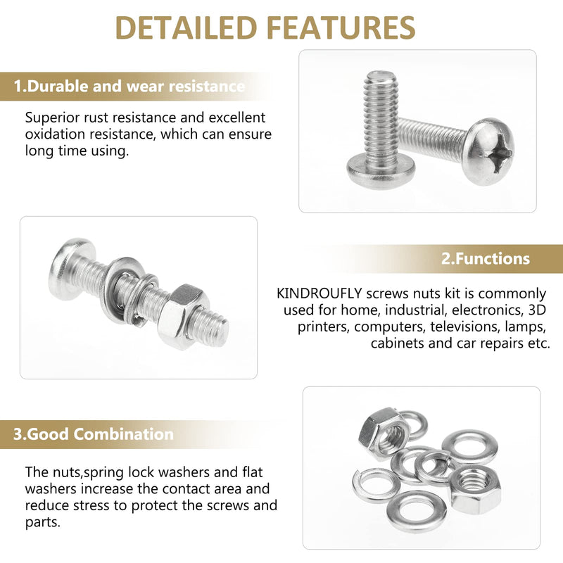 [Australia - AusPower] - 102 Pieces M6 x 10/12 /16/20 /25/30 /35mm Phillips Pan Head Machine Screws Nuts Washers Assortment Kit, 304 Stainless Steel, Fully Machine Thread 