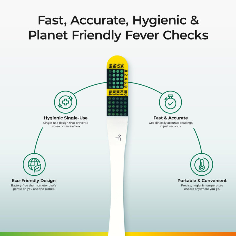 NexTemp Ultra Disposable Thermometer (100-Pack, Fahrenheit) — Oral Thermometer for Adults, Single Use, Battery Free, Hygienic, High Accuracy Readings in 1 Minute, for Home, Clinic & Travel 100 Pack