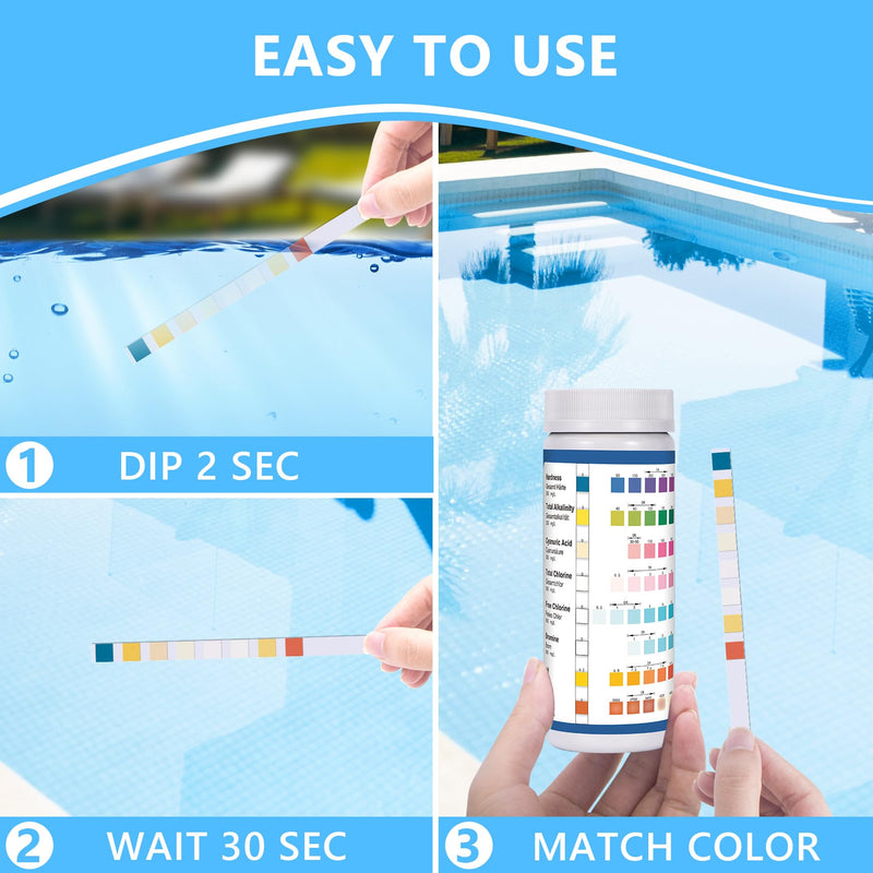 [Australia - AusPower] - 2026 New 8 in 1 Pool Salt Test Strips: 125 Strips Salt Water Pool Testing Kit for Freshwater and Saltwater Pool, Hot Tub Spa -Easy to Testing for Salt, pH, Chlorine, Bromine, Alkalinity, Hardness, CYA 8IN1-125PCS 