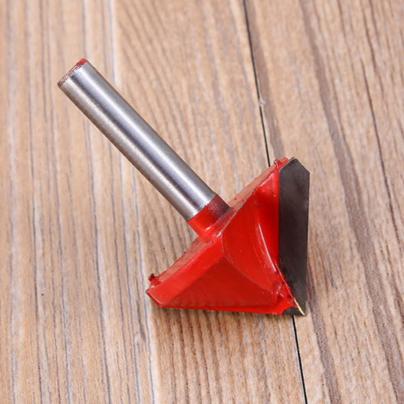 V Groove Cutter, V Shape Milling Wood Cutter Knife CNC Milling Cutter Tungsten Steel Engraving Machine Cutter 90 Degree 6 mm Shank 32 mm Cutter Diameter Engraving Red Router
