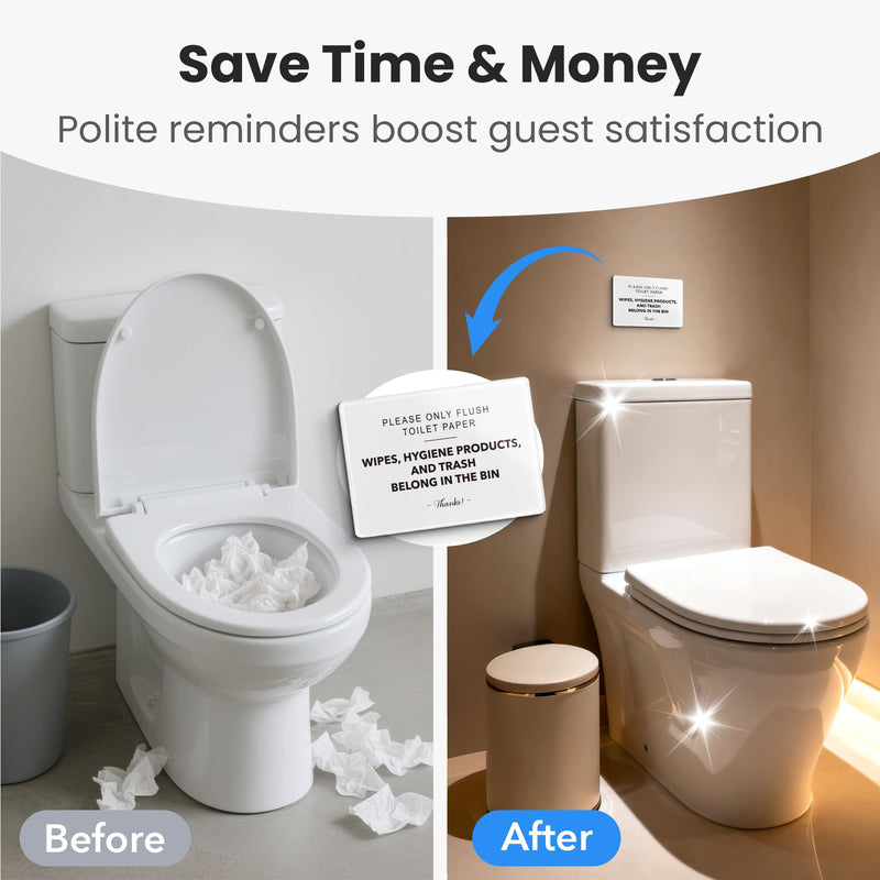Vacation Rental & BnB Host Starter Kit - 6 Pack (5"x3") - Short Term Home Guest Essentials - WiFi Password, No Smoking, Owner's Closet & Review Signs - Modern Minimalist Black & White Decor Simple