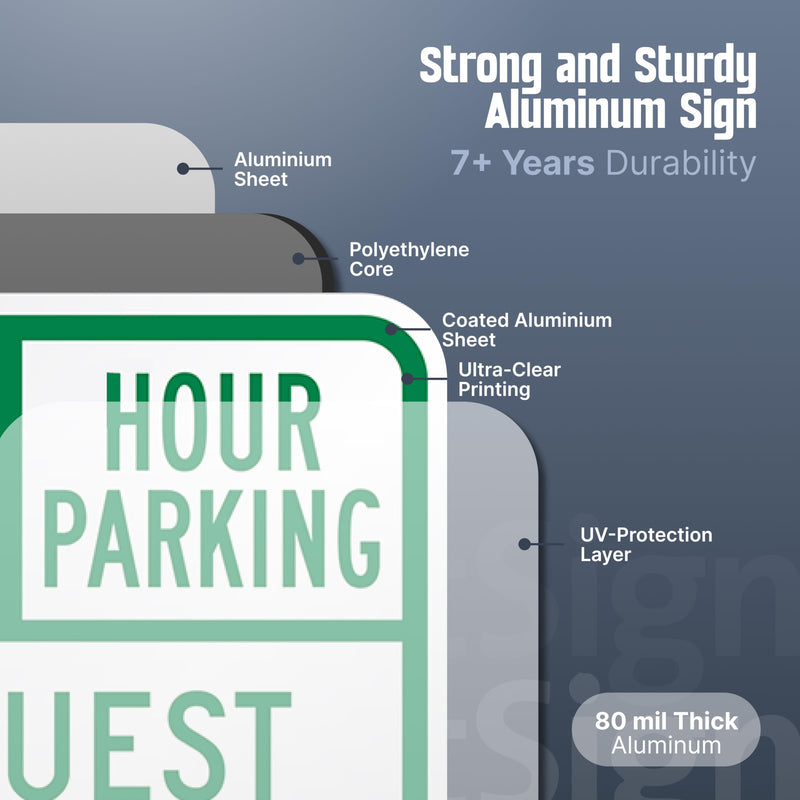 SmartSign 24 Hour Guest Parking Violators Towed At Owner's Expense Sign - 2-Pack, 12" x 18", 80 mil Thick Aluminum Composite (ACM), Pre-Drilled Holes, Green and White, Made in USA 12" x 18" - AL ACM (Pack of 2)