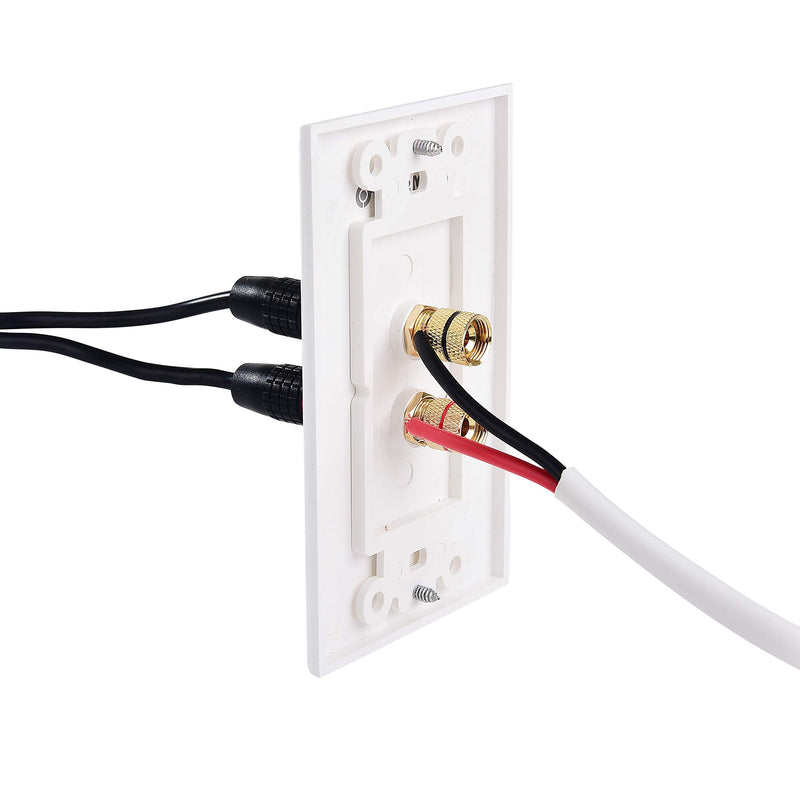 [Australia - AusPower] - Cable Matters 2-Pack Speaker Wire Wall Plate, Gold Plated Speaker Wall Plate, Banana Plug Wall Plate for 1 Speaker, White 1-Speaker 