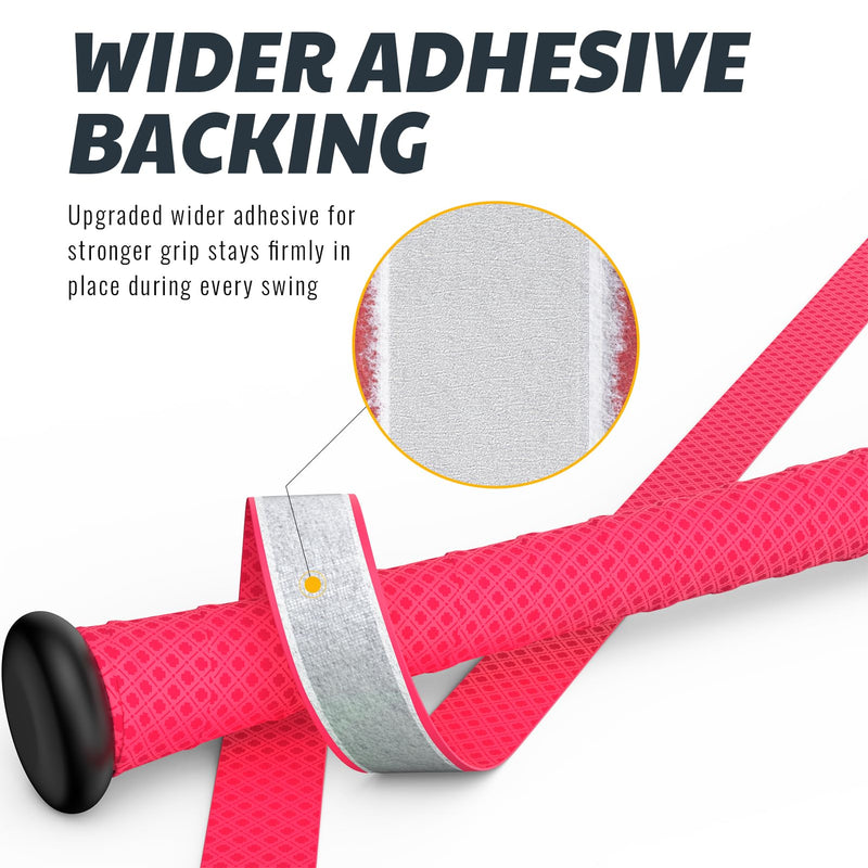 JAYA 2 Pack Bat Grip Tape, 1.1mm PU Non-Slip Baseball Bat Grip Wrap, Soft Polyurethane Handle Tape for Baseball, Softball, Cricket and Lacrosse Sticks, Pink Embossed 2-Pack