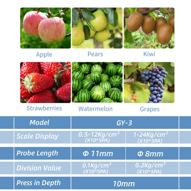 [Australia - AusPower] - Fruit Firmness Penetrometer, Fruit Penetrometer Sclerometer , Fruit Firmness Tester, Fruit Hardness Tester Machine, with 2 Measuring Head, for Determining the Maturity Level of Fruit 