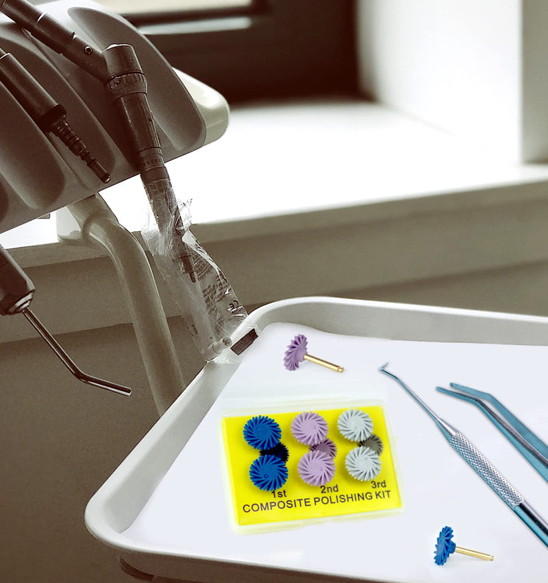 [Australia - AusPower] - Dental Composite Resin Polishing Disc Polishe Wheels Brush Rubber Disc Kit Spiral Tooth Polisher Diamond System 6PCS 