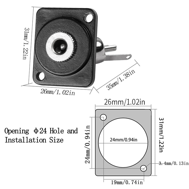 QIANRENON DC 5.5mm x 2.5mm Panel Mount, 2 Pole High Current Solder Wire, 5.5x2.5mm DC Socket, 50V 3A, XLR/D Panel Mount