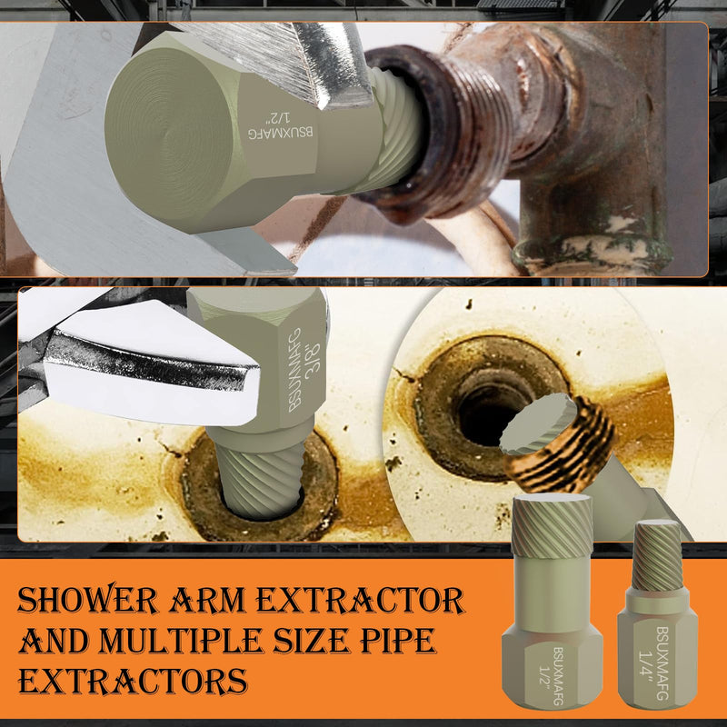 1.5" Tub Drain Extractor, 8PCS Pipe Nipple Extractor, Strong Grab Plumbing Tools, Remove The Old, Stubborn, Broken, Rusted Drain Tub Bathtub Stopper, with Solid Storage Case 8-Pieces