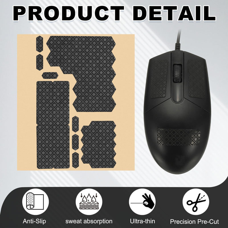 PATIKIL 1 Set Plum Blossom Pattern Phone Grip Tape, Universal Mouse Grip Strips Adhesive, Pre-Cut Strips Pre-Laminated Sweat Absorbing Adhesive Patches for Cellphone Laptop Mouse,Black Black