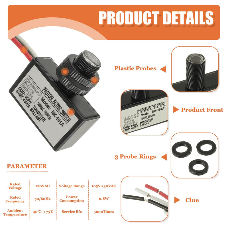 [Australia - AusPower] - 2 Pack 105V-130V AC Photocell Light Sensor Light Control Sensor Button Switch Dusk to Dawn Sensor for Outdoor Lighting Photoelectric Switch with Automatic Illumination Detection Circuit 2 Pack 