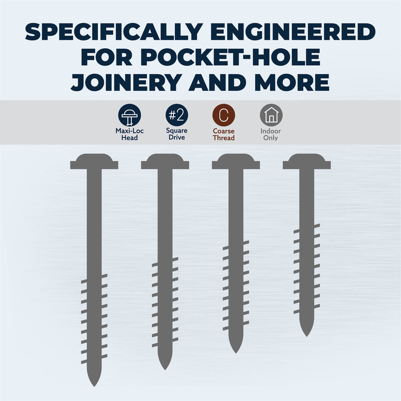 Kreg Stainless Steel Pocket Hole Screws - SML-C150S5-100 - 1-1/2-Inch - Coarse Thread - Maxi-Loc Head - Outdoor - 100 Count