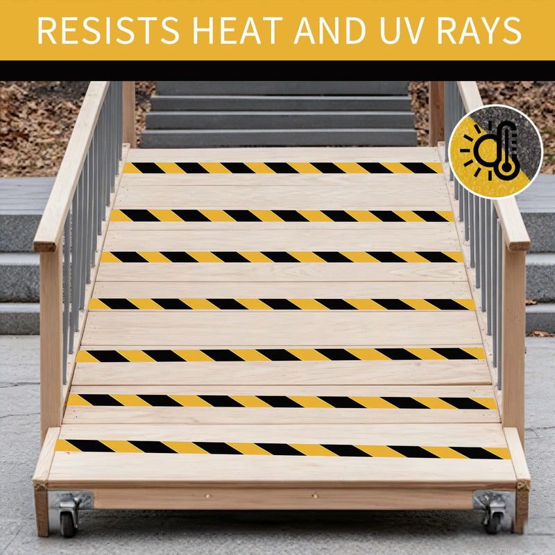 Black & Yellow Anti-Slip Stair Treads Tape, 1" x35FT Heavy Duty Non-Skid Grip Tape for Indoor/Outdoor Steps, Bathroom & Pool - PVC Waterproof Safety Traction Tape 1 Inch x 35 Feet Black & Yellow
