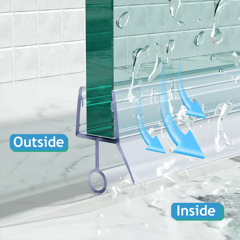 3/8" Shower Door Bottom Seal, 4 PCS Shower Door Sweep Strip, Frameless Glass Doors Seal Strip for 3/8'' (10mm) Thick Glass, 39 inch i-4PCS-3/8" 39in