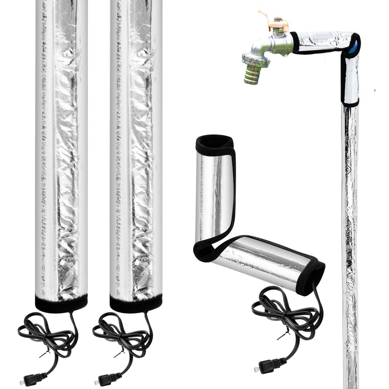 3 Pcs Water Pipe Heat Blanket 38.5" x 6" with 6.5 ft Power Cord, Winter Elbow Heating Tape Aluminum Foil Freeze Protection Heater Insulation Cable for Metal and Plastic Pipes 110v, Max Temp 60° 3