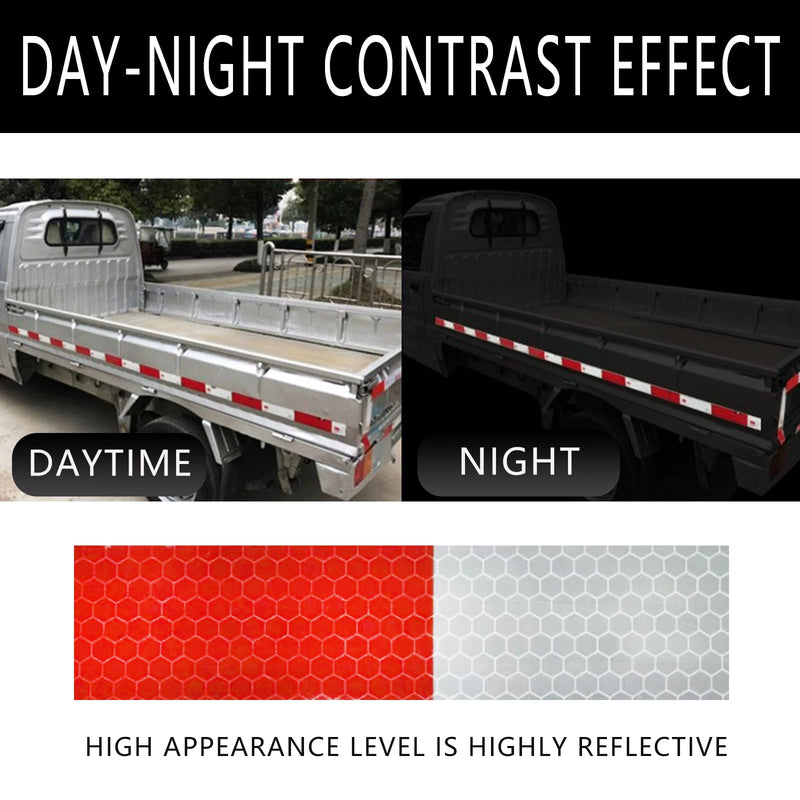 Dot-C2 Reflective Tape ,2inx393.7in .Reflective Tape .Reflective Tape For Trailers .Reflective Trailer Tape Outdoor Safety Caution Reflector Conspuicy For Trailers, Vehicles, Boats.(Red&White)