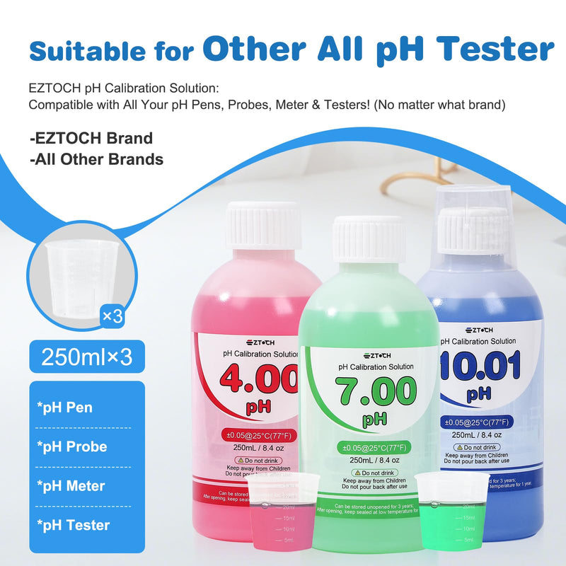 [Australia - AusPower] - pH Temp Meter for Food and Soil with 8.4oz pH 4.00 Calibration Solution, 8.4oz pH 7.00 Calibration Solution and 8.4oz pH 10.01 Calibration Solution, 2 in 1 pH Temp Tester with Calibration Solution 