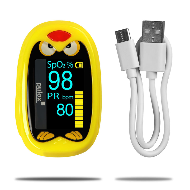 Pulox PO-210B Children's Pulse Oximeter Battery Operated with Alarm | Finger Pulse Oximeter for Children and Toddlers Rechargeable with Acoustic Warning Function