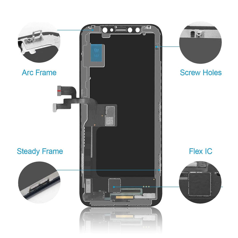 [Australia - AusPower] - for iPhone X Screen Replacement LCD 5.8 inch with 3D Touch Screen Display Digitizer Assembly Set for A1865,A1901,A1902 w/Repair Tools Kit+ Waterproof Frame Adhesive Sticker+Screen Tempered Protector 