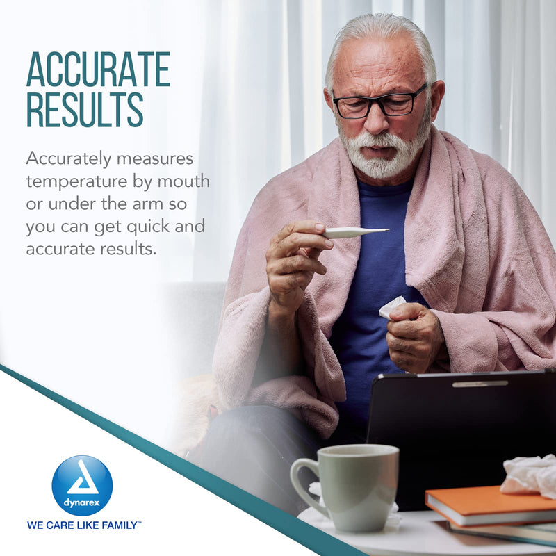 [Australia - AusPower] - Dynarex Digital & Oral Thermometer with Standard Tip for Adults and Kids, Accurate Medical Indicator with Alarm Measures Temperature by Mouth or Under The Arm, White 