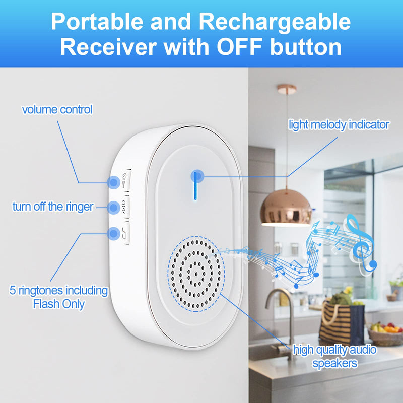 [Australia - AusPower] - CallToU Wierless Caregiver Pager Call Button Emergency Button Systems Call Bell for Elderly/Visually Impaired/Patients/Disabled Elderly Monitoring (600+ ft) CC06 1-1 US 