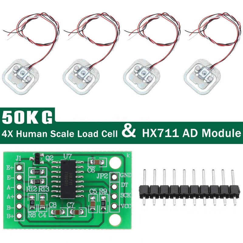 [Australia - AusPower] - YOUMILE Pack of 4 DIY 110 lbs 50 kg Half Bridge Load Cell Weight Strain Sensor Resistance + HX711 AD Module 
