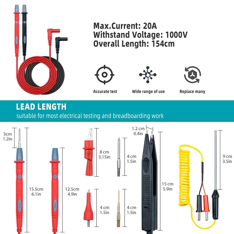 [Australia - AusPower] - Digital Multimeter & Dual Range Voltage Tester & Multimeter Test Leads Set 