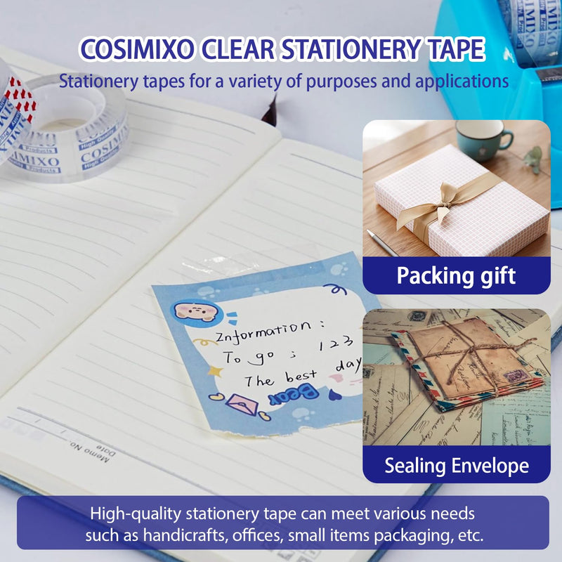 COSIMIXO 24Rolls Crystal Clear Tape Refills for Dispenser, 3/4Inch x 1000 inch,Bulk Transparent Tape,Office Stationery Tape for Home and School 24
