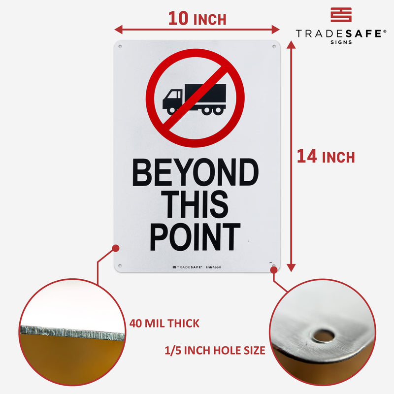 TRADESAFE No Trucks Beyond This Point Sign, No Trucks Allowed Sign, Quick Install, Light Reflective, UV-Resistant, Waterproof, 10” X 14” Aluminum Signs for Business No Truck Beyond This Point